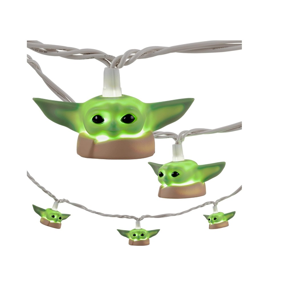 Star Wars The Mandalorian The Child String Lights 10Ft 10 Bulbs Grogu Yoda Green